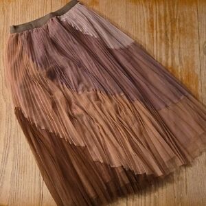 Chicwish Neutral Multicolor Pleated A-Line Tulle Skirt